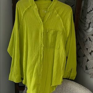 Women's Lime Green Button-Up Top